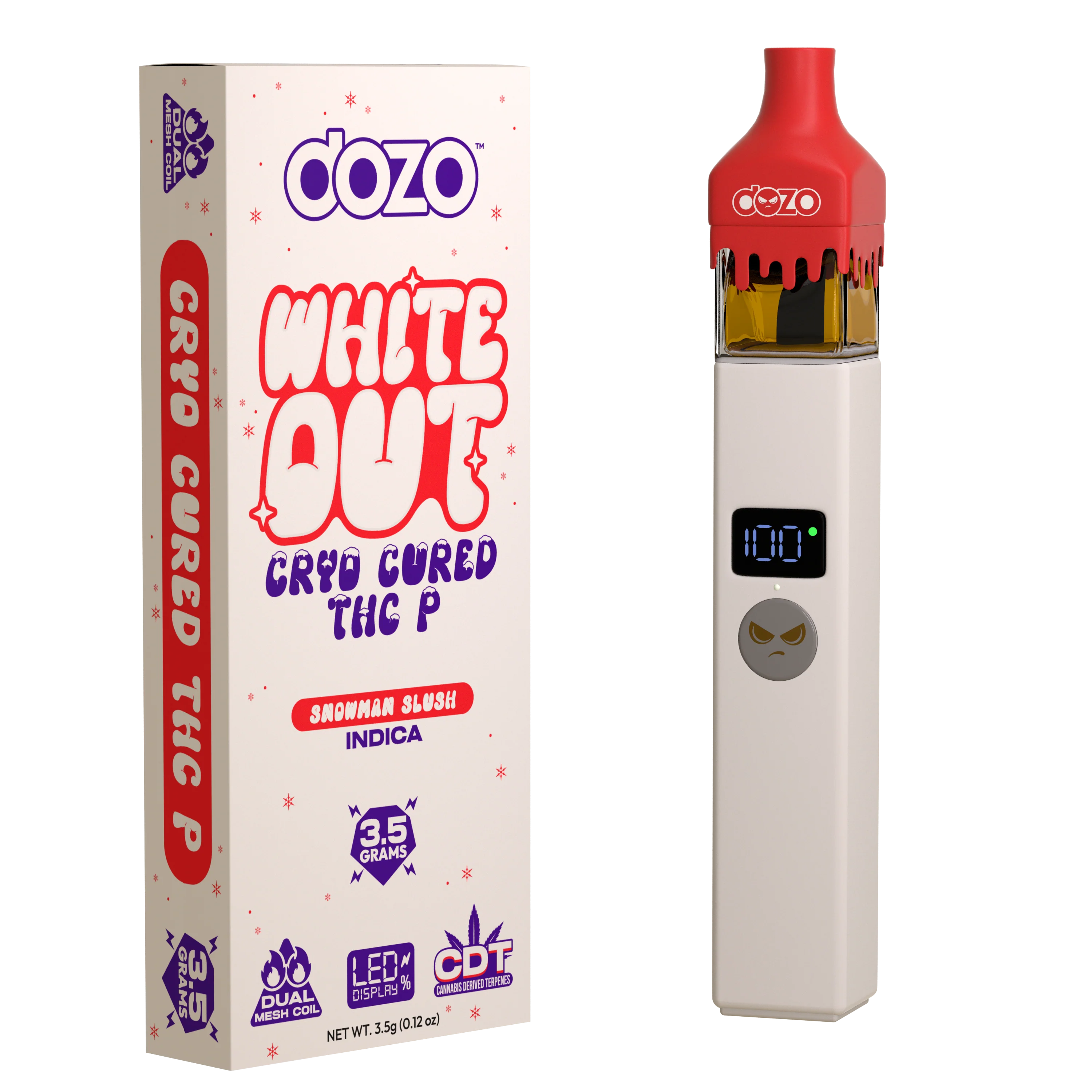 3.5g Dozo White-Out Disposable: Frozen Berry (Indica) - Image 3