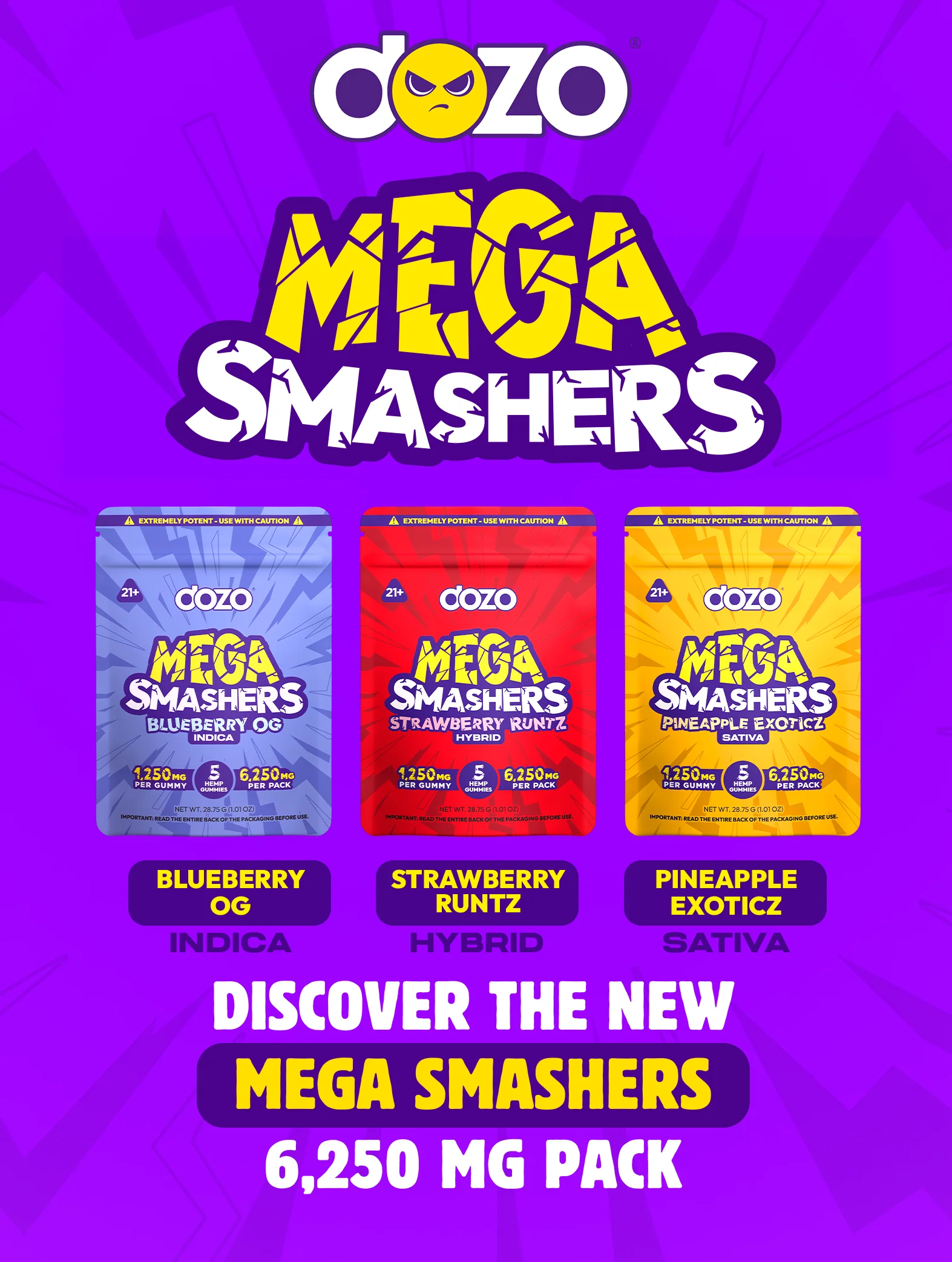 Dozo Mega Smashers – 1,250mg Ultra-Potent Gummies - Image 6